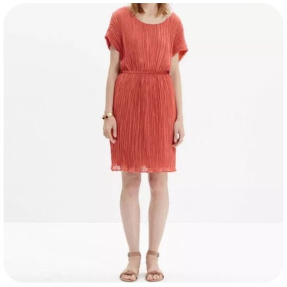 Madewell Artemis Brick Dust Pleated Mini Dress #C0925 Women's Size Small - Picture 10 of 10